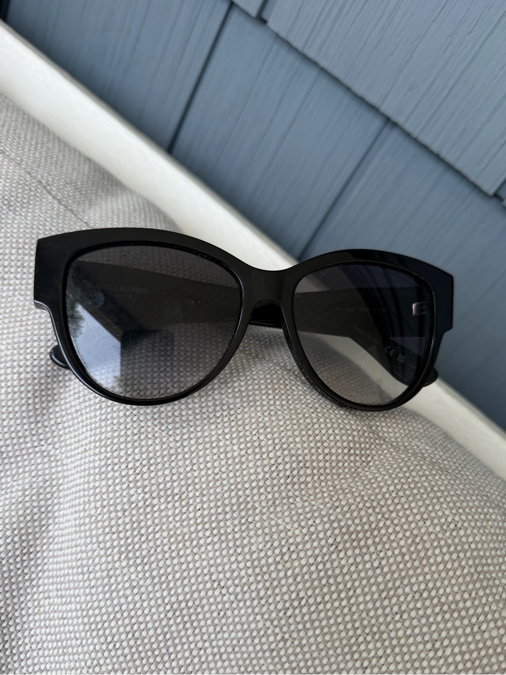 Saint Laurent Black Sunglasses Case with Embossed Logo